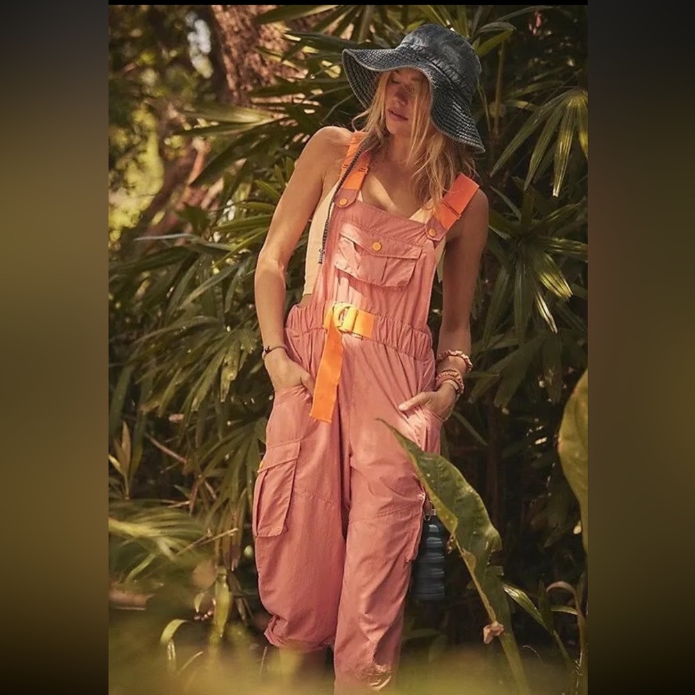 NWOT Free people overall jumpsuit orange outdoors water resistant active  XS